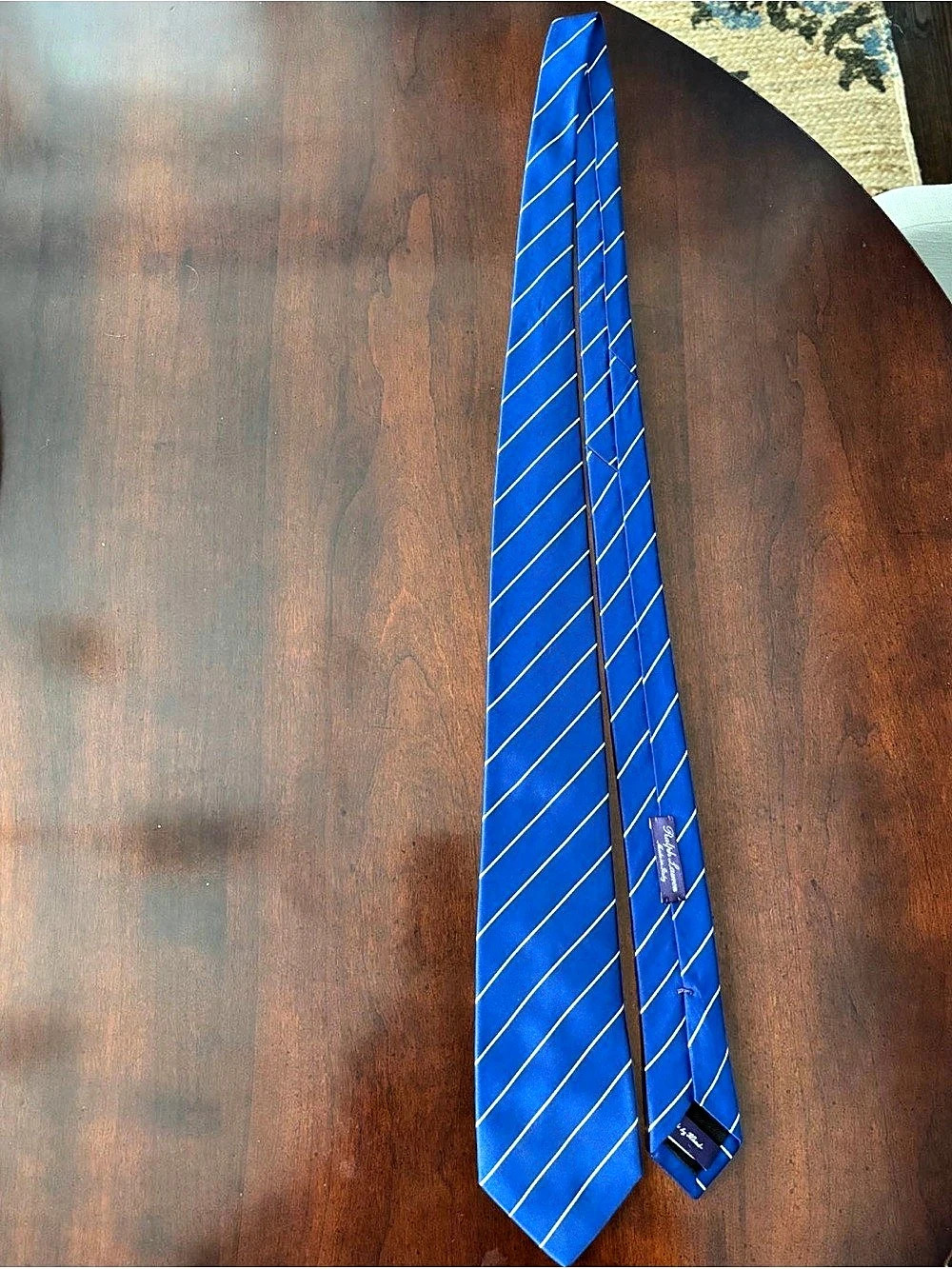 Ralph Lauren Purple Label Striped Tie in Blue & White
